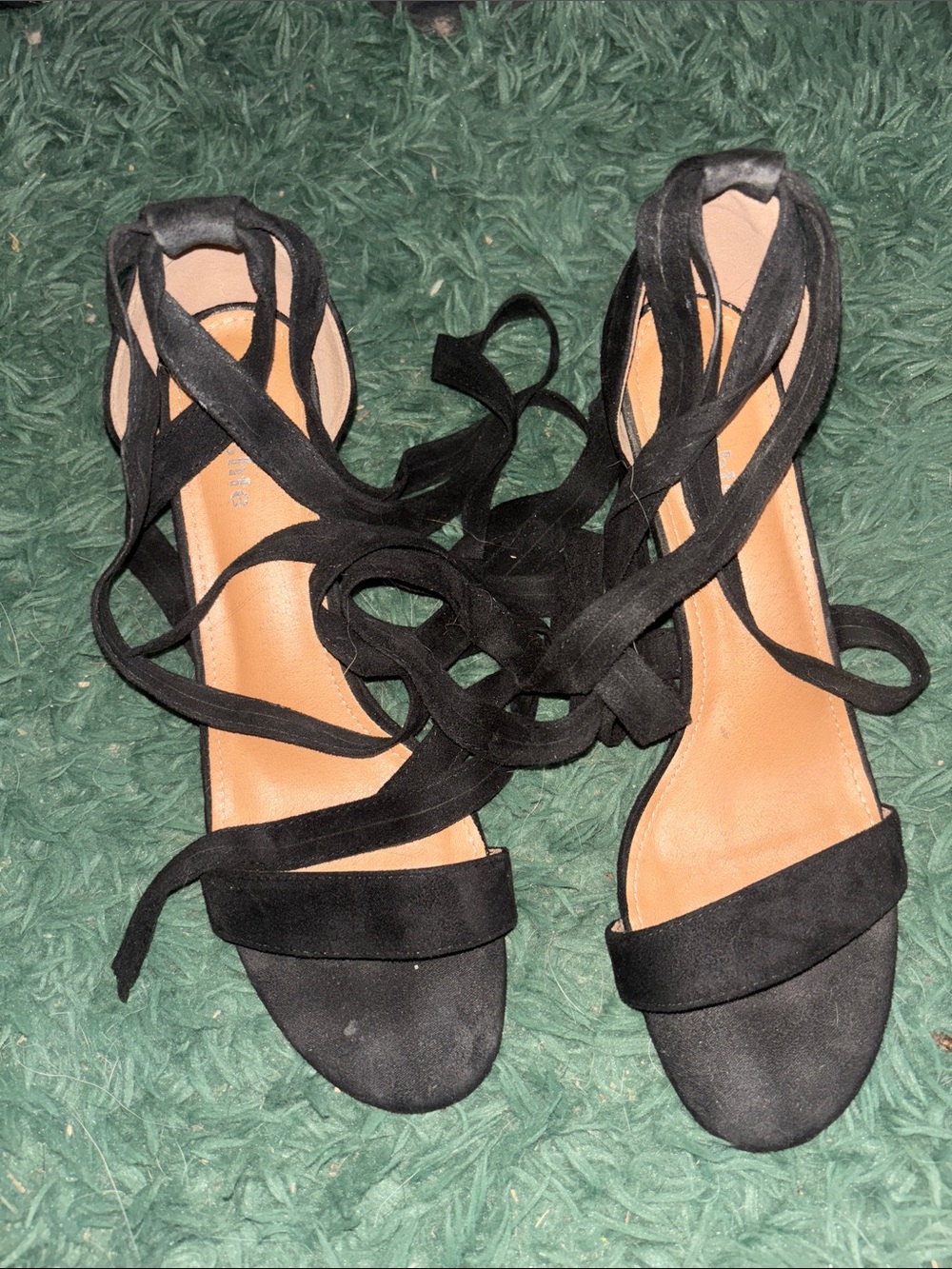 SHEIN Black Lace-Up Strappy Heeled Sandals